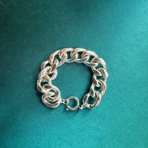 7.5 Inch Ralph Lauren Marked RLL Chunky Silver Tone Bracelet